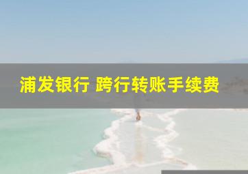 浦发银行 跨行转账手续费